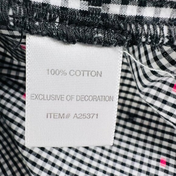Appleseeds Womens Black & White Checkered Button-Up Blouse With Pink sz Large - Picture 5 of 8